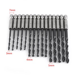 15pcs Brocas Helicoidales de Mango Hexagonal de Acero de Alta Velocidad Negro Brocas Helicoidales de Nitruración cVonjunto 3/4 / 5mm para Herramientas Eléctricas de Carpintería