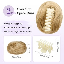Space Buns Hair Piece 2PCS Mini Clip in Hair Bun Extensions for Women