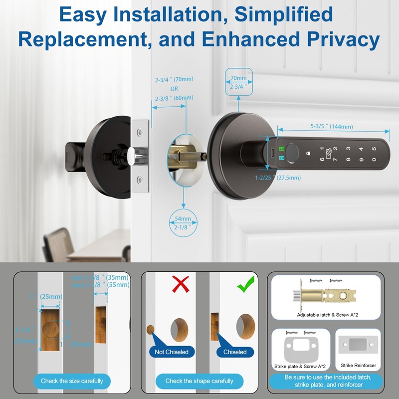 Gavdhe Fingerprint Door Lock Smart Fingerprint Door Knob with Keyless