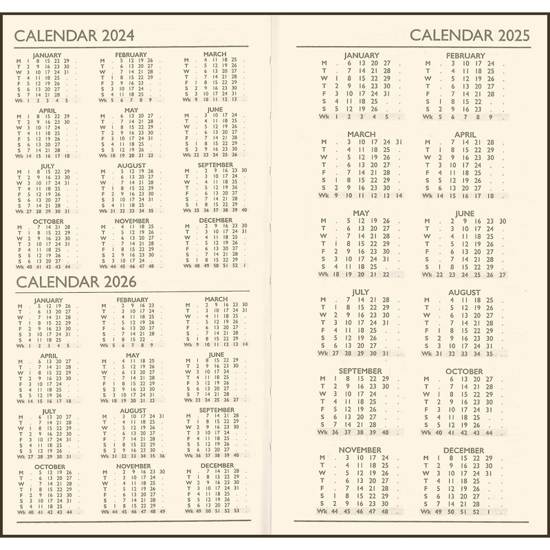 2025 Slim Week to View Diary with Pen - Hardback
