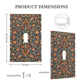 Light Switch Cover Plate Morris Retro Flowers Vintage Decorative Single Toggle Wall Plate Cover Home Decor for Living Room Bedroom Decorate (Retro Flowers, Single Toggle)