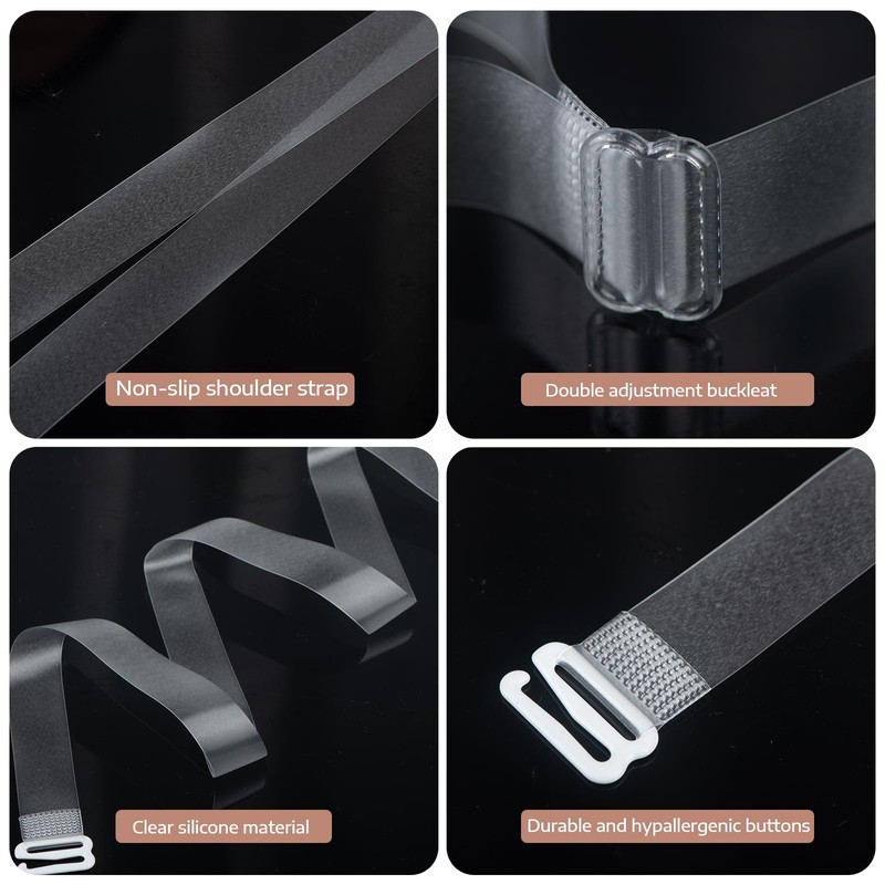 GUKOY Clear Invisible Bra Strap 4 Pairs (15mm)