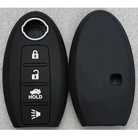REPROTECTING Silicone Rubber Key Fob Cover Compatible with Nissan 350Z 370Z Altima Armada GT-R Maxima Murano Pathfinder Rogue Select Sentra Titan Versa Note Xterra (Black Pink)