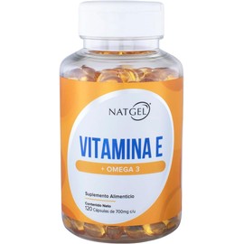 NATGEL - Vitamina E | Enriquecida con Omega 3 | 120 Cápsulas de 700 mg | Antioxidante Potente para Salud de la Piel y Sistema Cardiovascular | Fácil Absorción