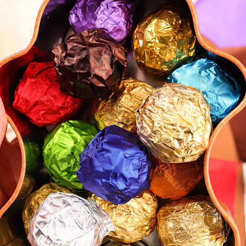 Copzievkae 100PCS Foil Wrappers, 4x4 Inch, Orange for Chocolate Bars