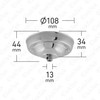 ElekTek Ceiling Rose with Strain Relief Diameter 108 mm Metal