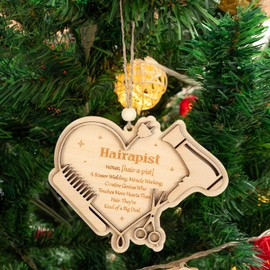 Colingmill Hairdresser Christmas Ornament Hairstylist Gifts Wooden Hanging Hairdresser Ornaments Hairdresser Gift Cosmetology Hairdressing Graduation Gifts for Women Hair Salon Hairdresser