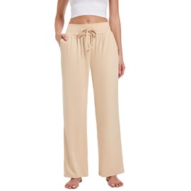 Kivdol 3 Pack Women's Lounge Pants Wide Leg Yoga Sweatpants with Pockets High Waisted Drawstring Lounge Loose Workout Jogger