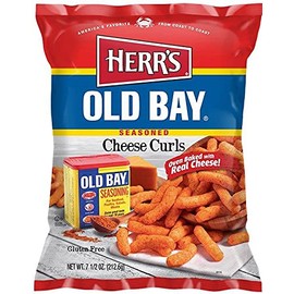 Herr's + Old Bay® Cheese Curls, 7.5 Ounce (Pack of 9 Bags) – Cheesy Curls with a Bold Old Bay Kick – A Unique Flavor for Seafood Lovers and Snack Fans
