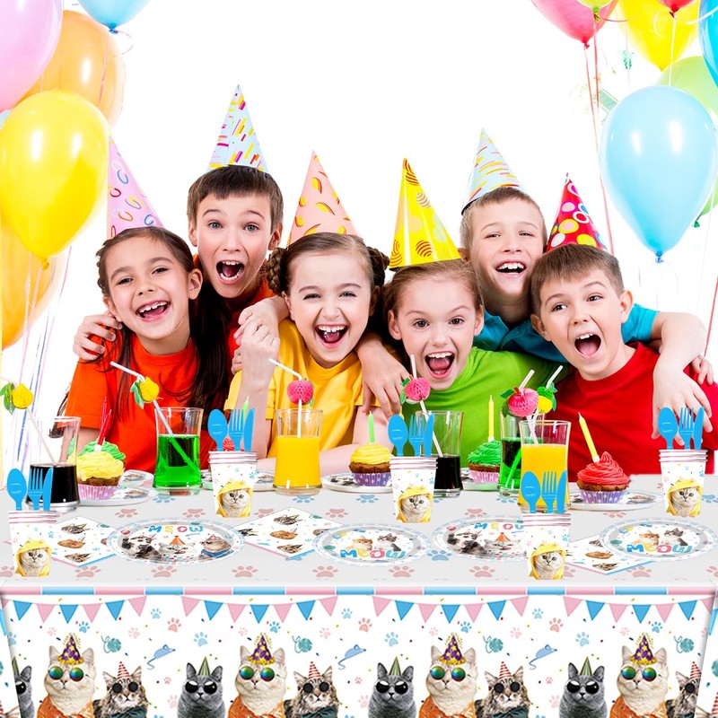 81Pcs Cute Cat Party Tableware Set The Cat Theme Party