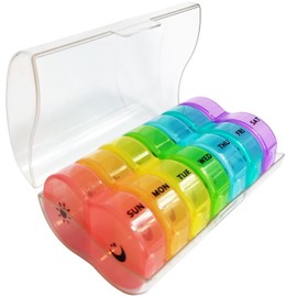 Weekly Pill Organizer 2 Time a Day，Pill Dispensers， Pill Box 7 Day with One-Side Large Opening Design for Easy Filling ，2 Times a Day AM/PM Pill Case, for Medication/Vitamins/Fish Oils/Supplements