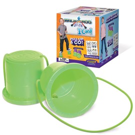Geospace Walkaroo I-Can! Balance Walking Bucket Stilts with Adjustable Nylon Lines for Small Kids Ages 3 to 8 - Indoor or Outdoor Safe Active Play & Increased Coordination (1 Green Pair)