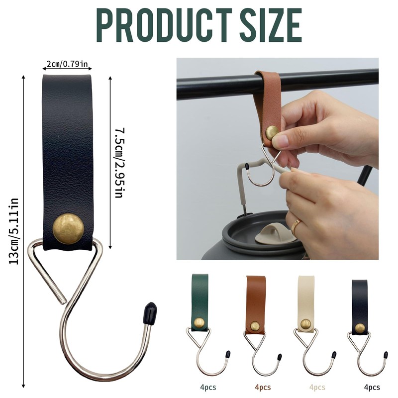 Leather S Hooks, Pack of 12 Hooks for Clothes Rail,