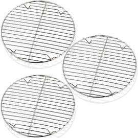 P&P CHEF Round Cooking Rack, 3 Pcs Stainless Steel Baking Cooling Steaming Grilling Rack, Fits Air Fryer/Stockpot/Pressure Cooker/Round Cake Pan, Oven & Dishwasher Safe (9 Inch)