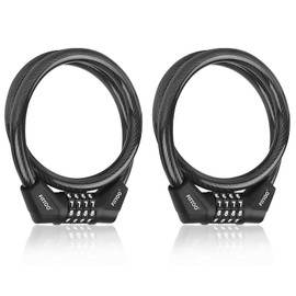 2 X FITTOO Cable Lock 65CM, Bike Bicycle Lock, Combination Safety Code Cable Lock, Multiple Using Cable Lock (2PCS Packed)