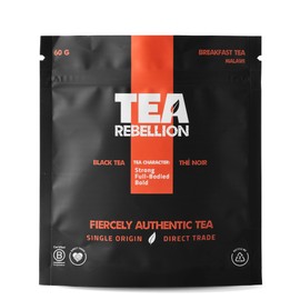 Tea Rebellion | Breakfast Black Tea | Fair Trade, UTZ+ & Rainforest Certified | Strong, Full-Bodied, Bold | Malawi Sourced | 60G Loose Leaf Tea