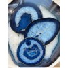 Blue Agate Geode Slice w/Stand, Large Dyed Stone Slab, Crystal