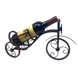 THY COLLECTIBLES Bicycle Wine Bottle Holder Desktop Bike Wine Rack Freestanding Countertop Bottle Holder for Wine Storage, Metal, Brass Colored