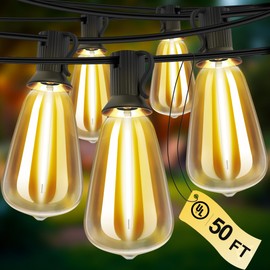 AUBVERC Outdoor String Lights 50 FT 26 Shatterproof LED Bulbs, UL Certified Patio Lights Outdoor Light Strings Waterproof for Patio Yard Outside Party Wedding, Connectable Dimmable 25 Sockets 2700K