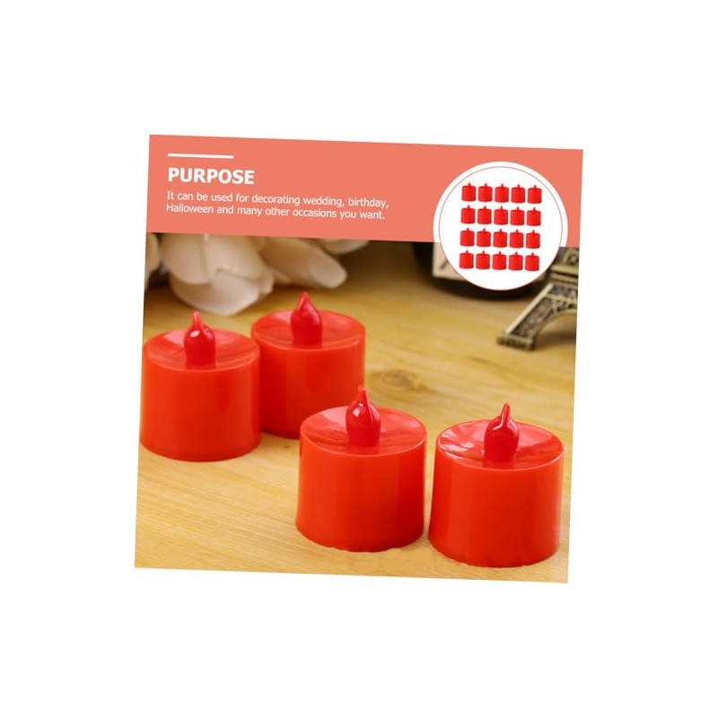 Velas LED Rojas sin Llama, 20 Piezas de Plástico