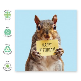 Central 23 Greeting Card - 'HAPPY BIRTHDAY SQUIRREL' - Perfect for Celebrating with a Cute Squirrel Design - Ideal for Adding a Touch of Joy and Playfulness to Any Birthday - Comes With Stickers