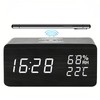 Lancoon Wooden Digital Alarm Clock with LED Wireless Charging Temperature