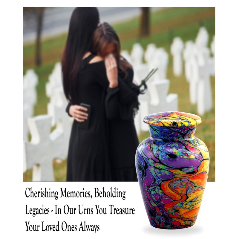 Modern Print Keepsake Urn - Colorful Mini Cremation Urn for