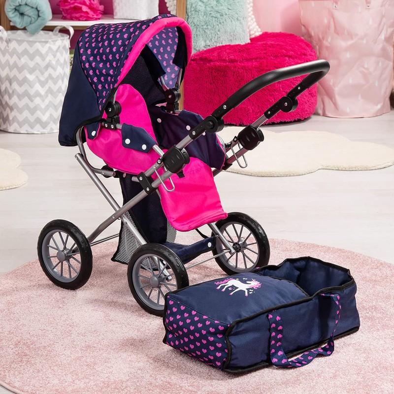 Bayer: Baby Doll City Star Pram in Polka Dots, Blue/Pink