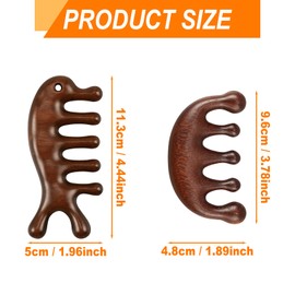 Nysen 2 Pcs Anti-Static Natural Wooden Scalp Massage Hair Growth Head Scalp Gua Sha Massager Wide Tooth Wood Comb Detox Bursh for Women