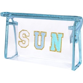 GeorgeX Bolsa de Maquillaje de Viaje para Mujer, Bolsa de Maquillaje Transparente para Viaje Bolsas Portátil de Maquillaje de PVC para Uso Diario en Viajes de Negocios (Azul)