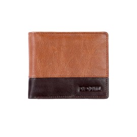 DUO DUFFEL Mens Leather Wallet with RFID Protection Extra Heavy Duty Double Stitching 8 Credit Card Slots, brown, Standard size, Modern