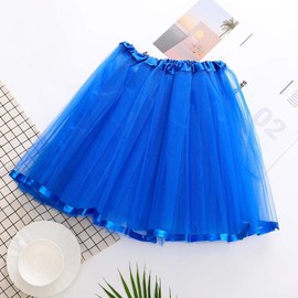 TWINKLEDE Faldas de tutú de ballet para mujer, falda elástica de tul de satén en capas, falda de tutú de fiesta, faldas de tutú para mujeres y niñas, Azul oscuro, 66 Short