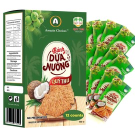 Baked Coconut Crackers by Amazin Choices. Premium Snack - Gluten-Free Asian Snacks. Crispy Coconut Chips. Non-GMO, No Preservatives & Delicious Baked Crackers for Kids and Adults- Snack Viet - 7.4 oz ( 12 counts )