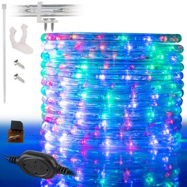 West Ivory 150ft Colorful LED Rope Lights, Connectable Outdoor Permanent Waterproof Accent Exterior Lighting, Transparent PVC Case, ETL Certified, Holiday, Backyard Patio, Home Garden, Decorative