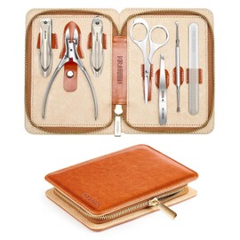 MR.GREEN Upgraded Manicure Set, German Stainless Nail Clippers Set w/Anti Splash Cather, Quality Fingernail& Toenail Clipper, Professional Nail Care Kit with Exquisite Leather Case for Men&Women