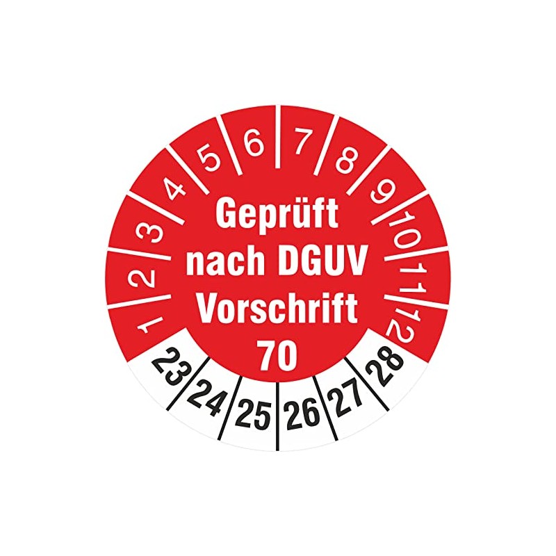 Pack of 100 Test Labels 30 mm Tested DGUV Information