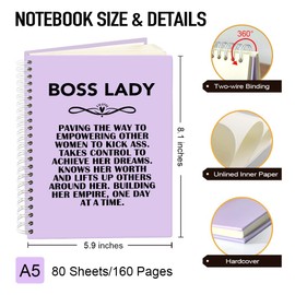 Msticey Boss Lady 160 Blank Pages Purple Hardcover Spiral Notebook, Funny New Business Owner Gifts for Woman, Boss Lady Gifts, New Year Birthday Gifts For Boss Lady, Boss Day Women's Day Gifts