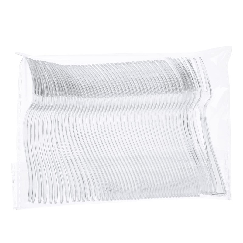 WDF 300 Pieces Clear Plastic Mini Forks 4 Inches Clear