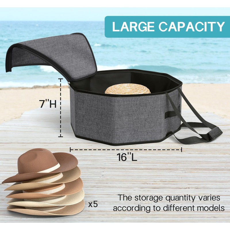 SLEEPING LAMB Hat Box for Travel and Storage, Collapsible Cowboy