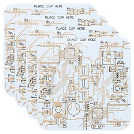 PATIKIL 4pcs Coasters, PCB Coasters Circuit Board Coasters FR-4 Drink Bar Coasters for Drinks Coffee Table Bar Gifts Boy-friend Men, White