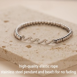 OBSUN Inspirational Gifts for Women, Motivational Bracelets Wave Bracelet Beach Jewelry for Women Divorce Gifts (Wave)