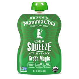 Mammachia Chia Squeeze Green Magic Vitality Snack, Vegan Friendly, Kosher, USDA Certified Organic, Gluten Free & Non-GMO, 3.5 Ounce (Pack of 16)