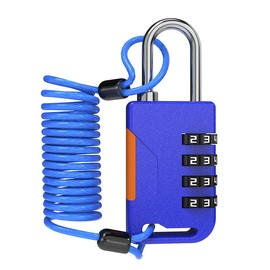 UP Security Ski Lock, Combo Lock with Retractable Cable (36in), Padlock Combination with Cable for Snowboard, Bike, Luggage, Suitcase, Locker, Fridge, Refrigerator, Cabinet, Outdoor Fence (Blue)