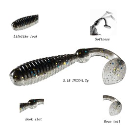 SUNMILE Soft Fishing Lures for Bass, Soft Paddle Tail Fishing Swimbaits Lures,6PCS Fishing Baits Kit for Fishing Trout Redfish Freshwater Saltwater(Green)