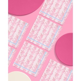 xo, Fetti Pink Romantic Paper Napkins - 3-ply, 25 pcs | Bachelorette Decorations, Birthday Party Tablescape, Bridal Shower Linens, Coquette Cocktail Decor