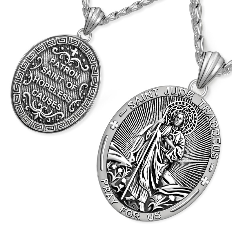 NORBU S925 Saint Necklace for Men, Patron Amulet Saint Medal