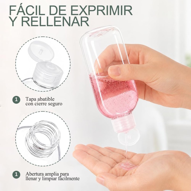 Kit de viaje Janety 5 botellas transparentes – Antifugas y