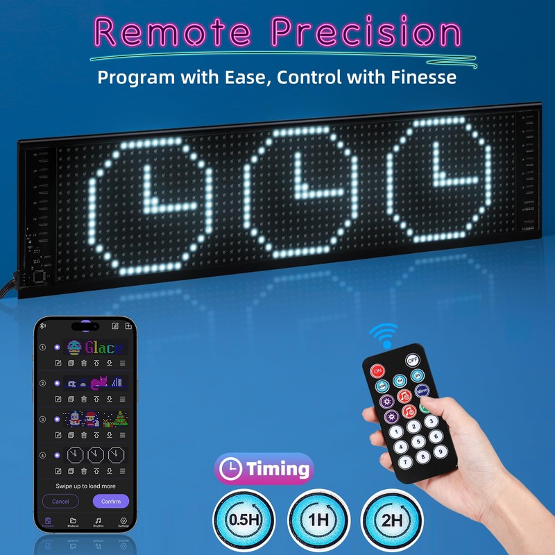 XAXVSTS Programmable LED Scroll Sign Dislplay, 47.5 x 12 cm,