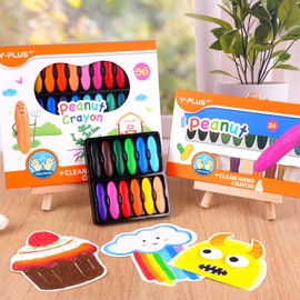 YPLUS Peanut Crayons, 36 Colors, Washable Children's Crayons, Safe, No Hand Stains, for Drawing, Coloring, Gift for Nursery School Entrance or School Entrance, Suitable for Ages 3 and Up