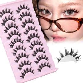 Doll Lashes Manga Eyelashes Cosplay False Eyelashes Thick Anime Fake Eyelashes Natural Wispy Fake Lashes Dark Spiky Eyelashes 9 Pairs Manhua Lashes for Photo Shoots